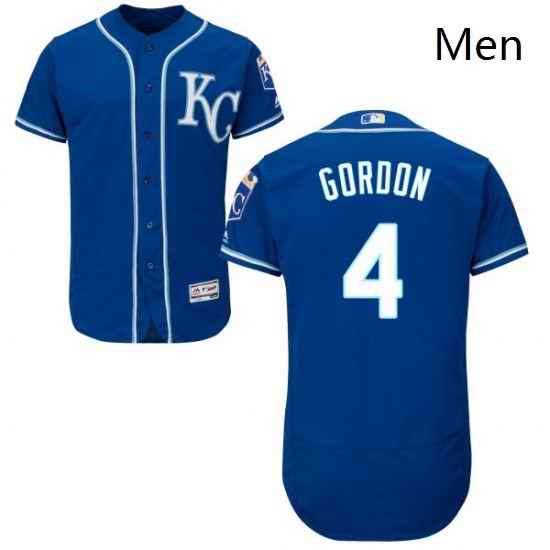 Mens Majestic Kansas City Royals 4 Alex Gordon Royal Blue Alternate Flex Base Authentic Collection MLB Jersey